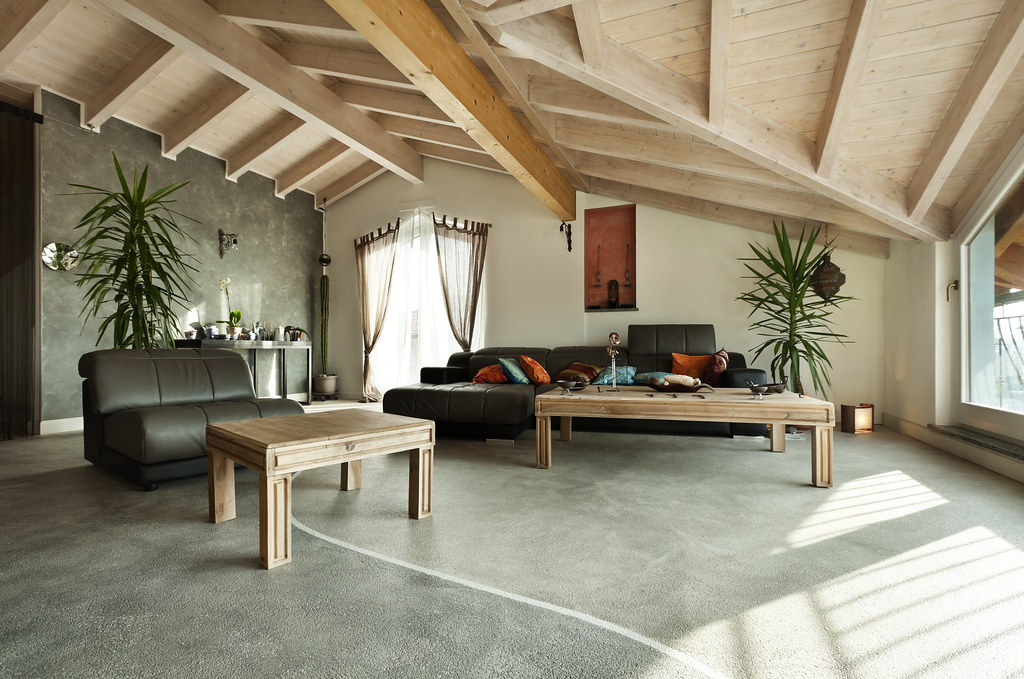 Wool carpet installed in an open living room